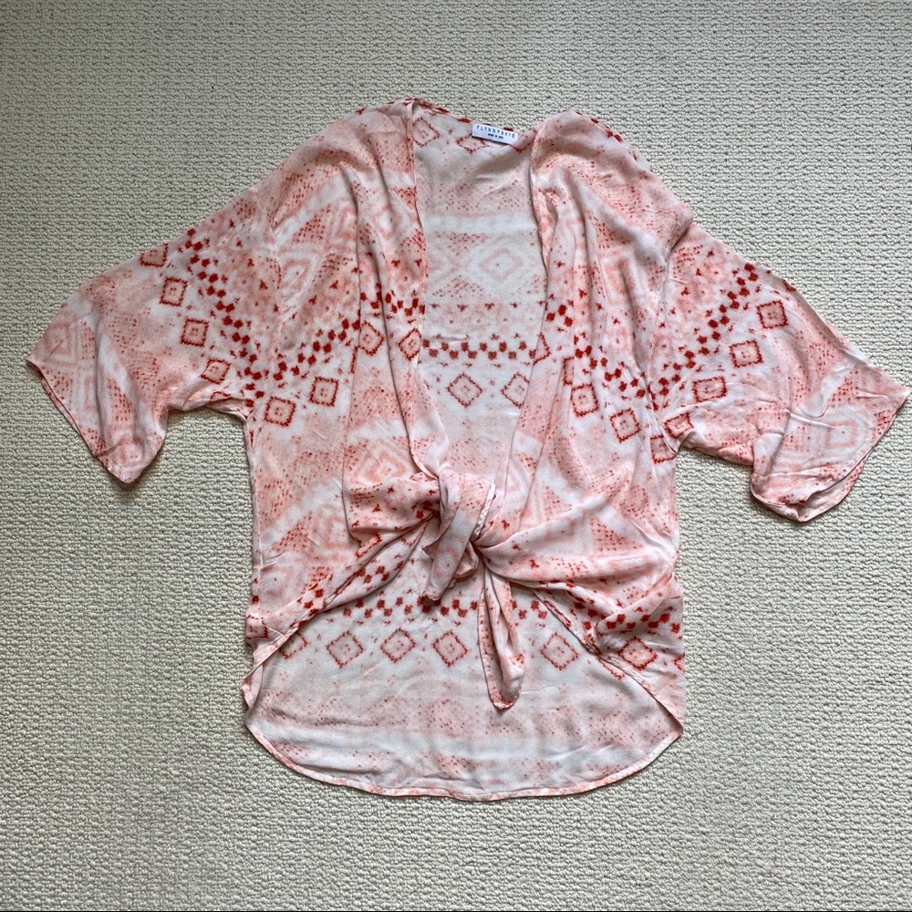 Flynn Skye open front pink printed short duster size Small